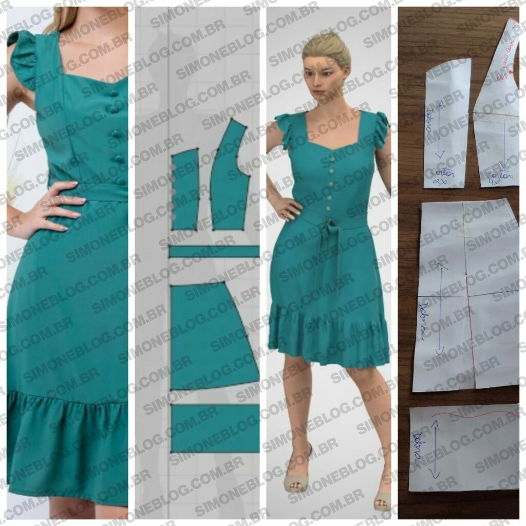 MOLDE VESTIDO COM DETALHES EM FRANZIDO