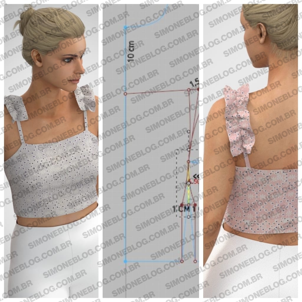 Como fazer um molde de um cropped com babado franzido na alça