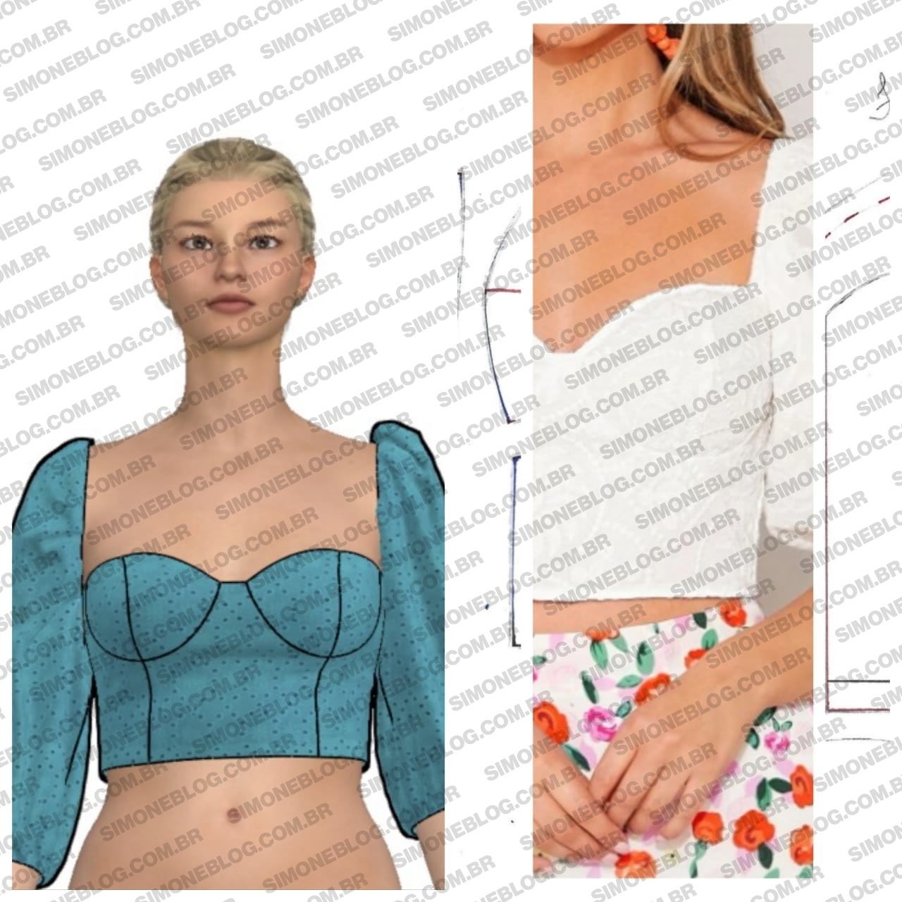 Aprenda a criar seu próprio molde de blusa cropped com manga bufante – Tutorial DIY