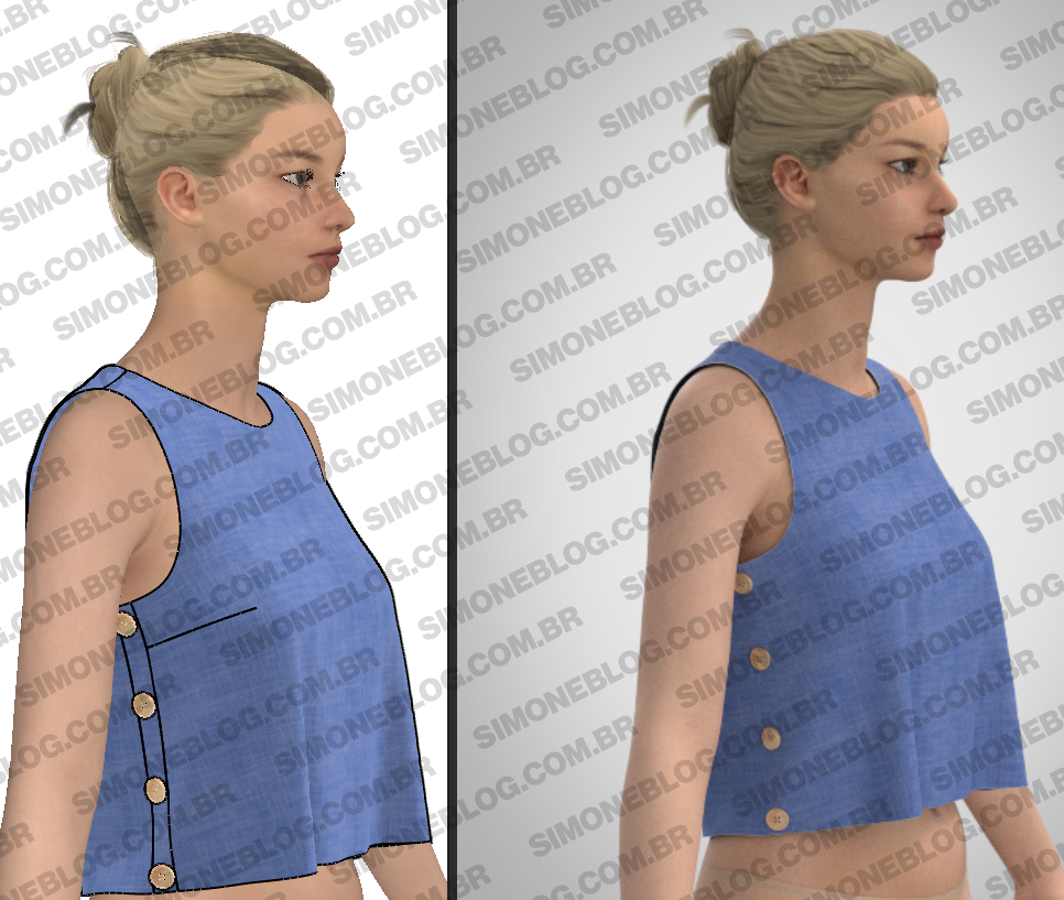 Molde blusa com botões na lateral