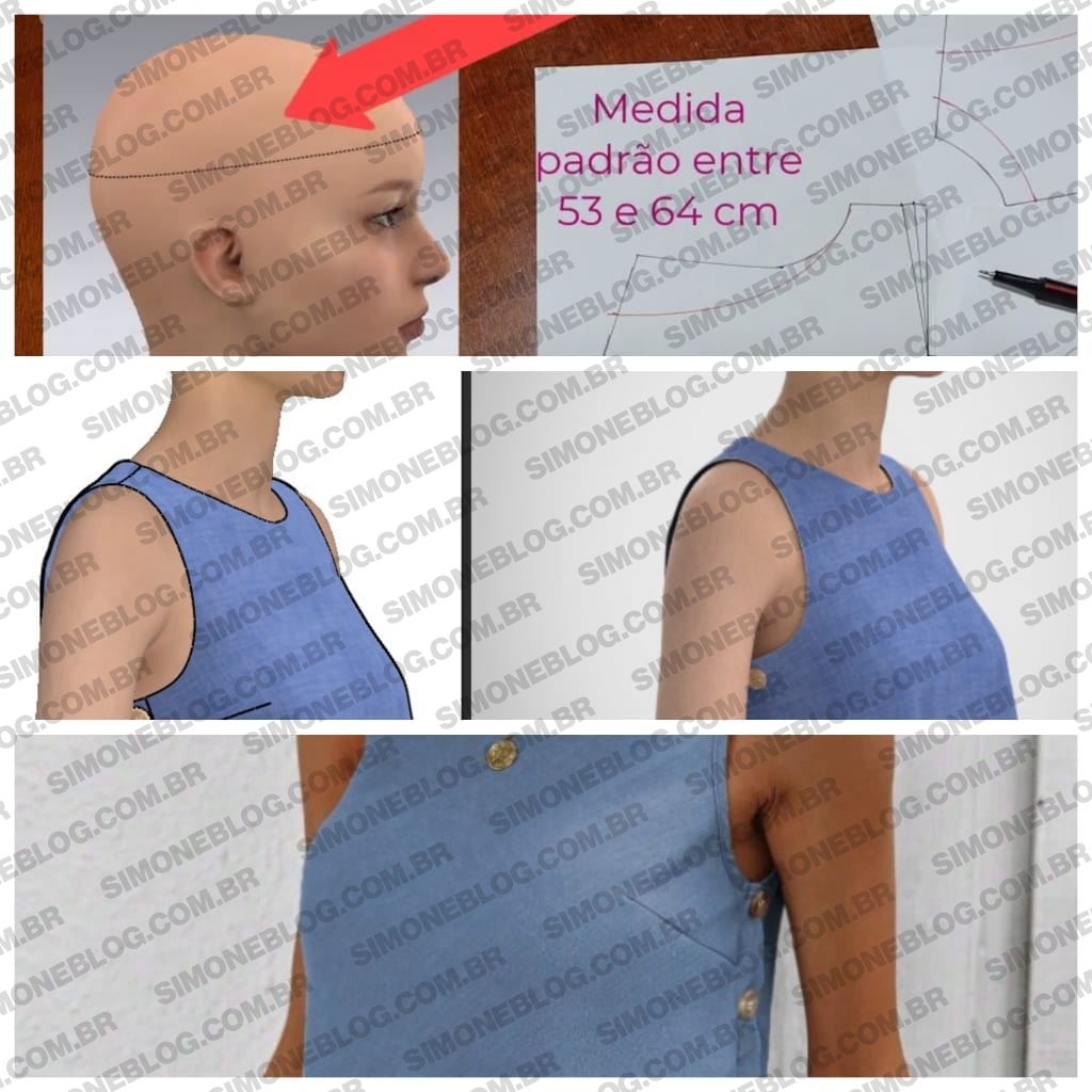 Molde passo a passo blusa com botões laterais em vídeo.