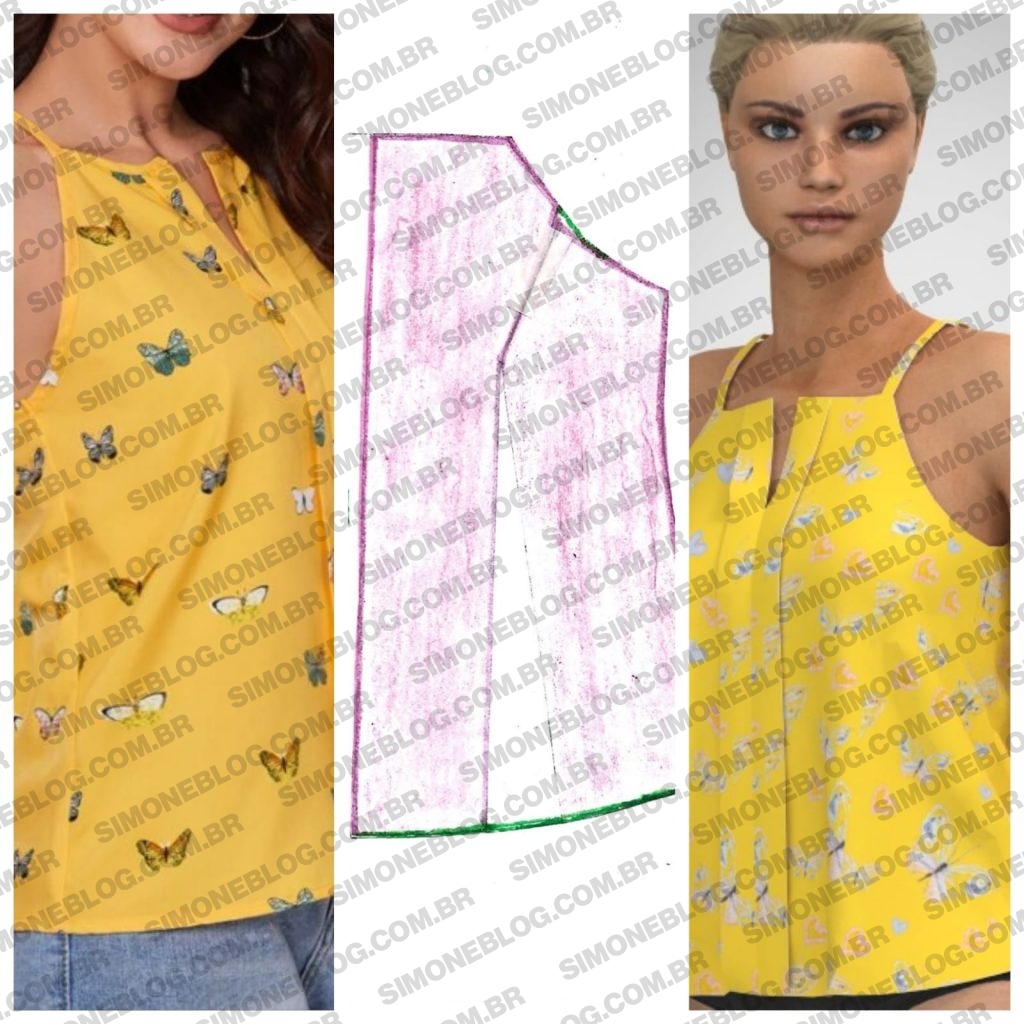 Molde blusa com detalhe Shein Lune