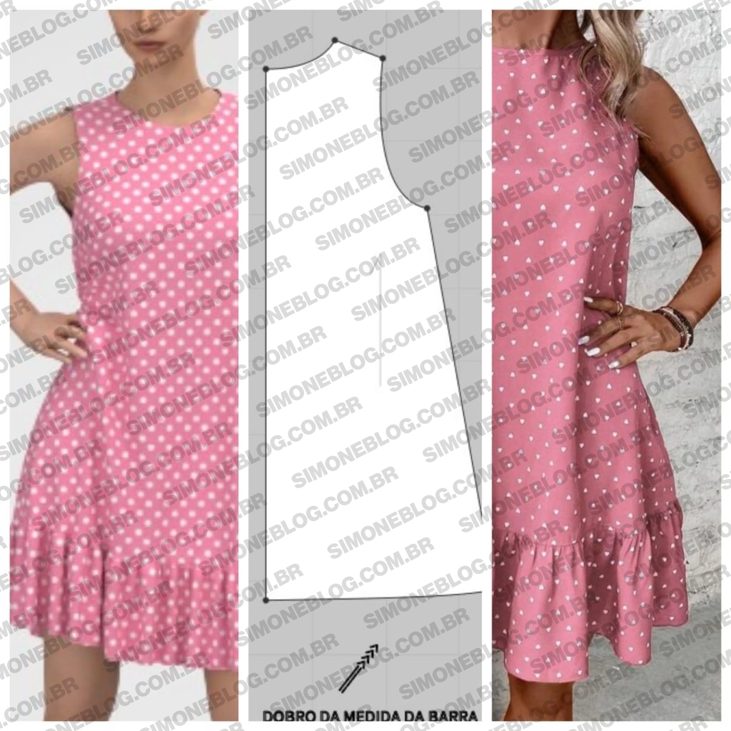 Aprenda o molde de um vestido bata Shein com franzido