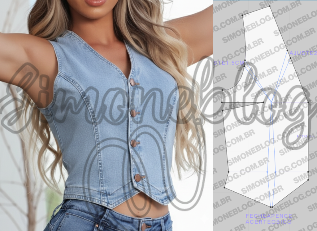 Molde colete feminino pdf grátis – tamanho 34