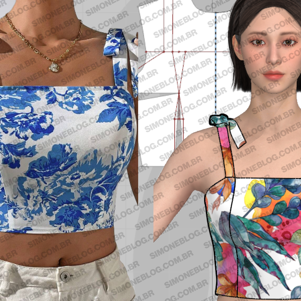 Molde cropped alças amarradas