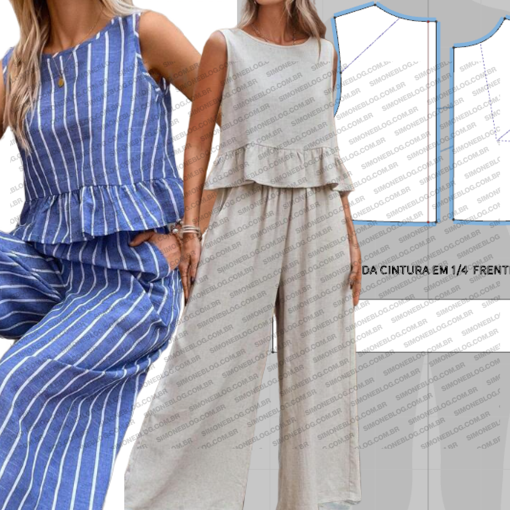 Molde blusa solta com franzidos