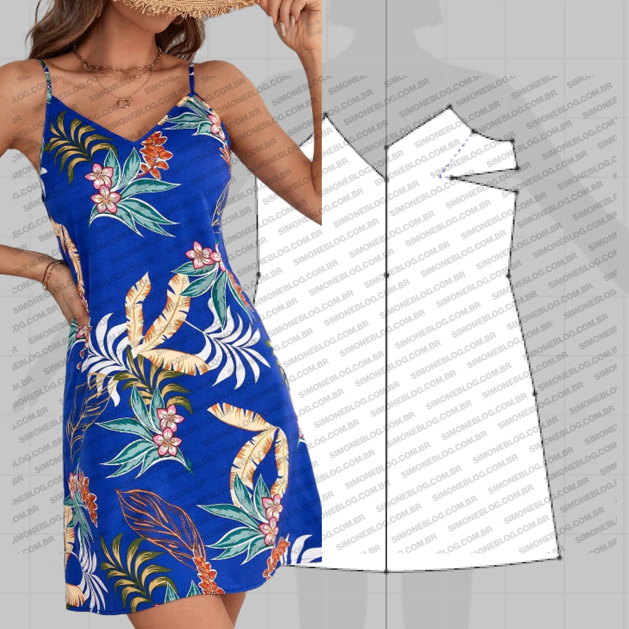 Molde vestido de alça