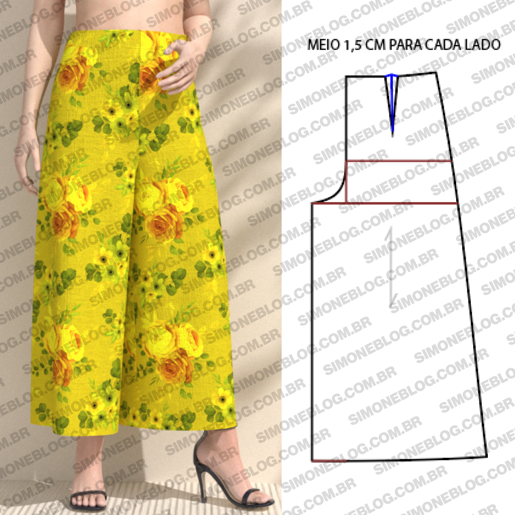 Molde calça capri pantalona