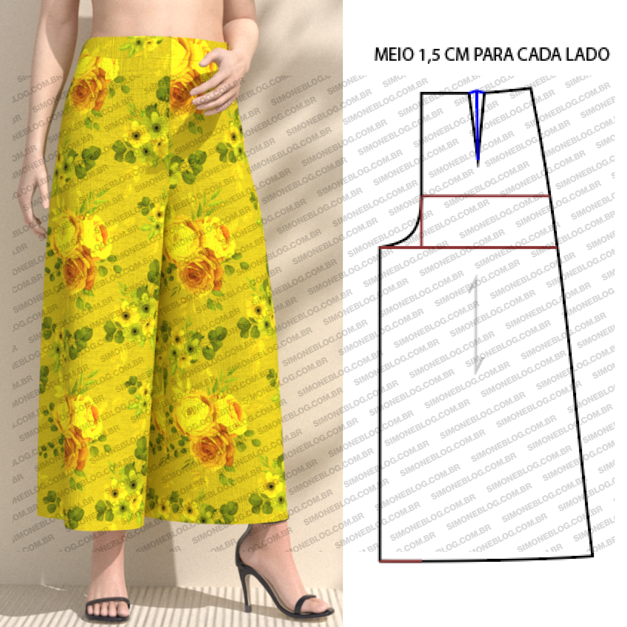 Molde calça capri pantalona