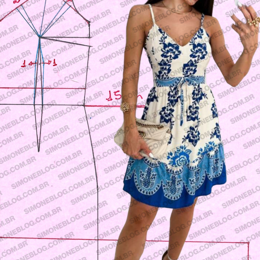 Molde vestido com lastex nas costas
