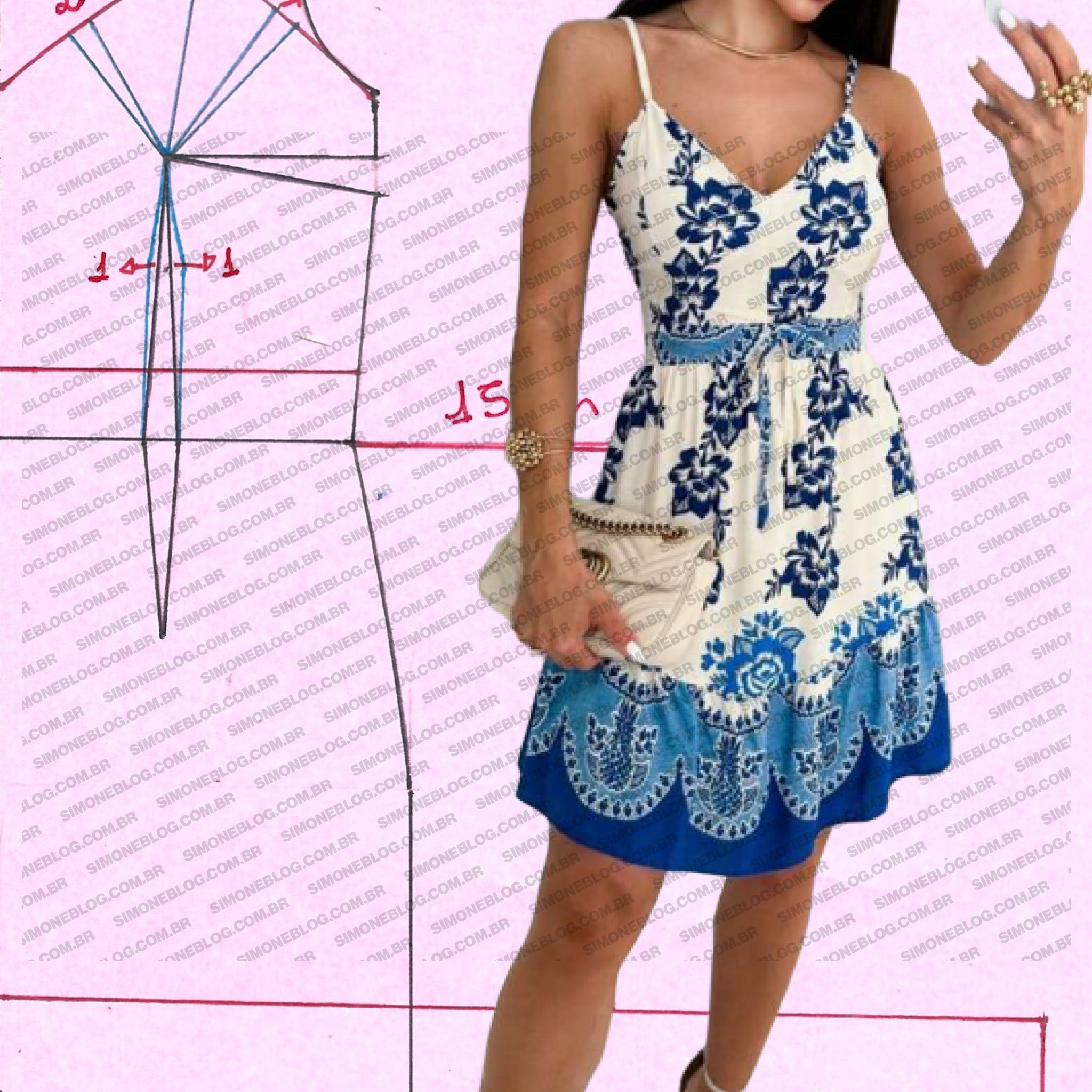 Molde vestido com lastex nas costas