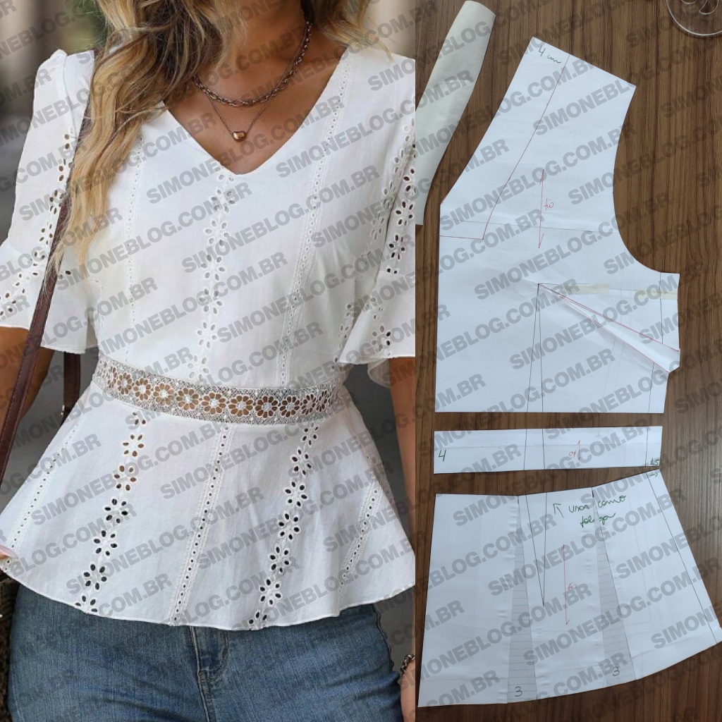 Molde blusa de laise decote V