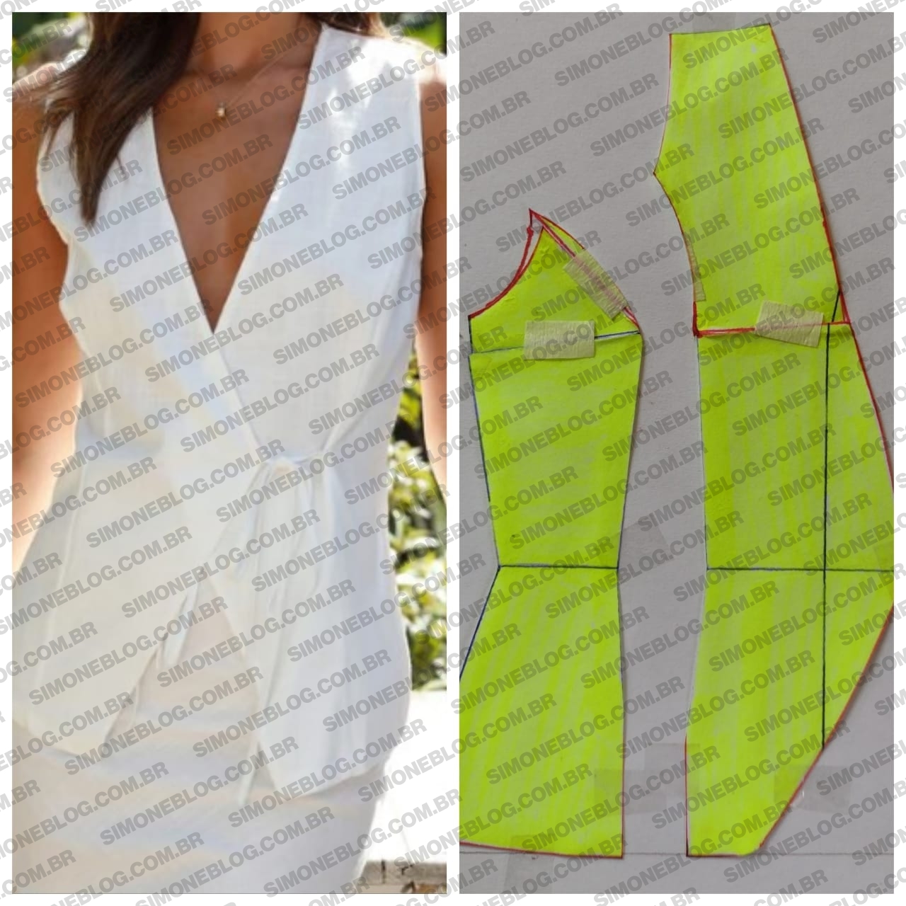 Molde blusa com transpasse