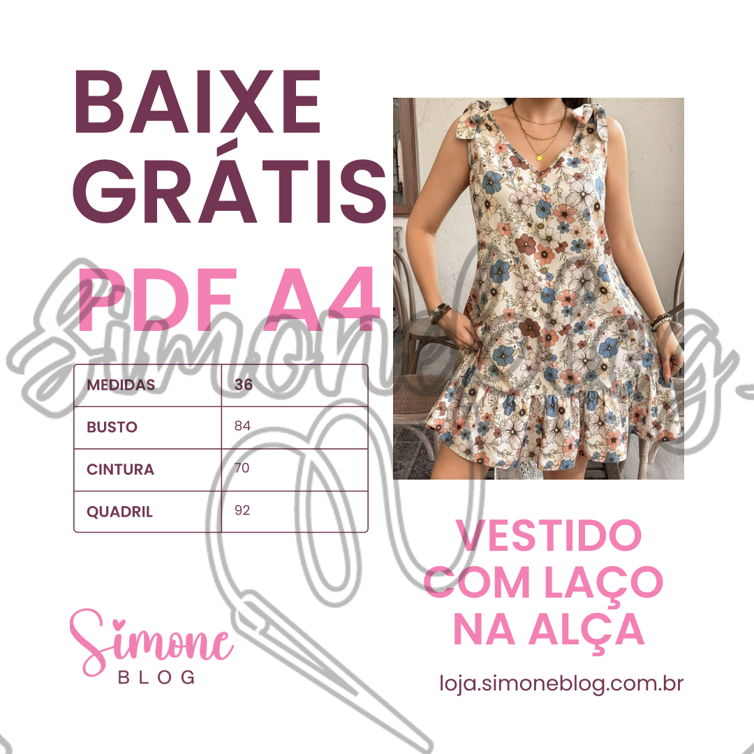Molde vestido com faixa na alça PDF A4 36 GRÁTIS