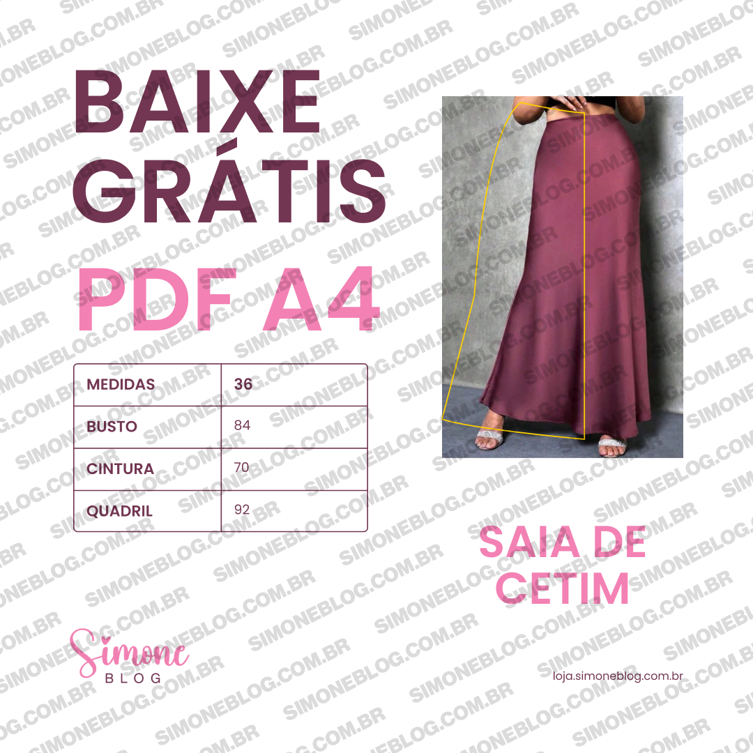 Molde saia de cetim passo a passo GRÁTIS PDF A4 36