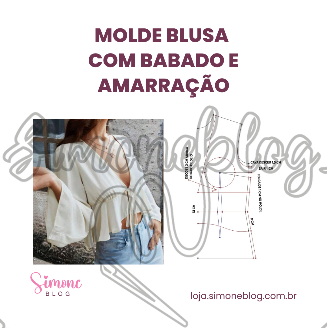 Molde blusa com babado e amarração
