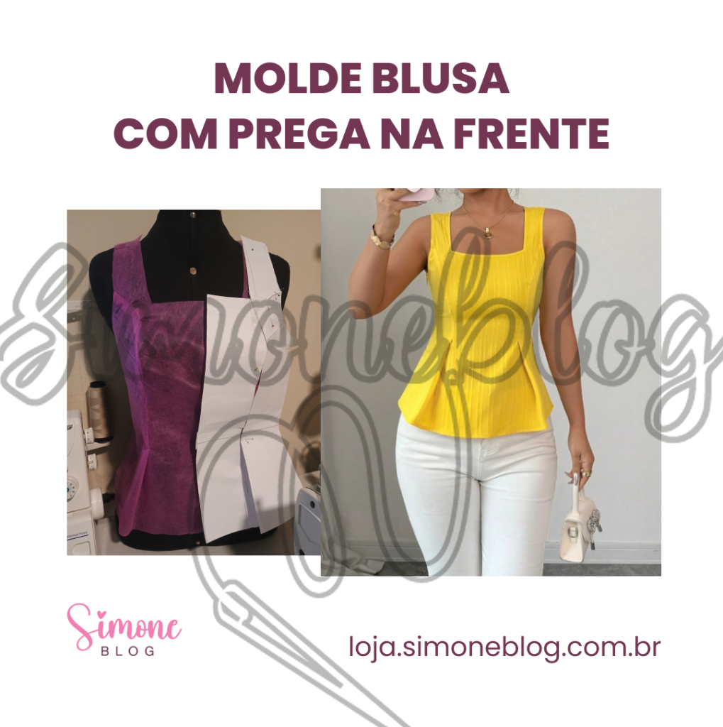 Molde blusa com pregas e amarração nas costas