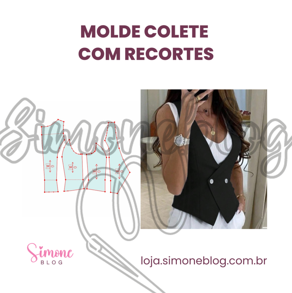Molde colete feminino com transpasse