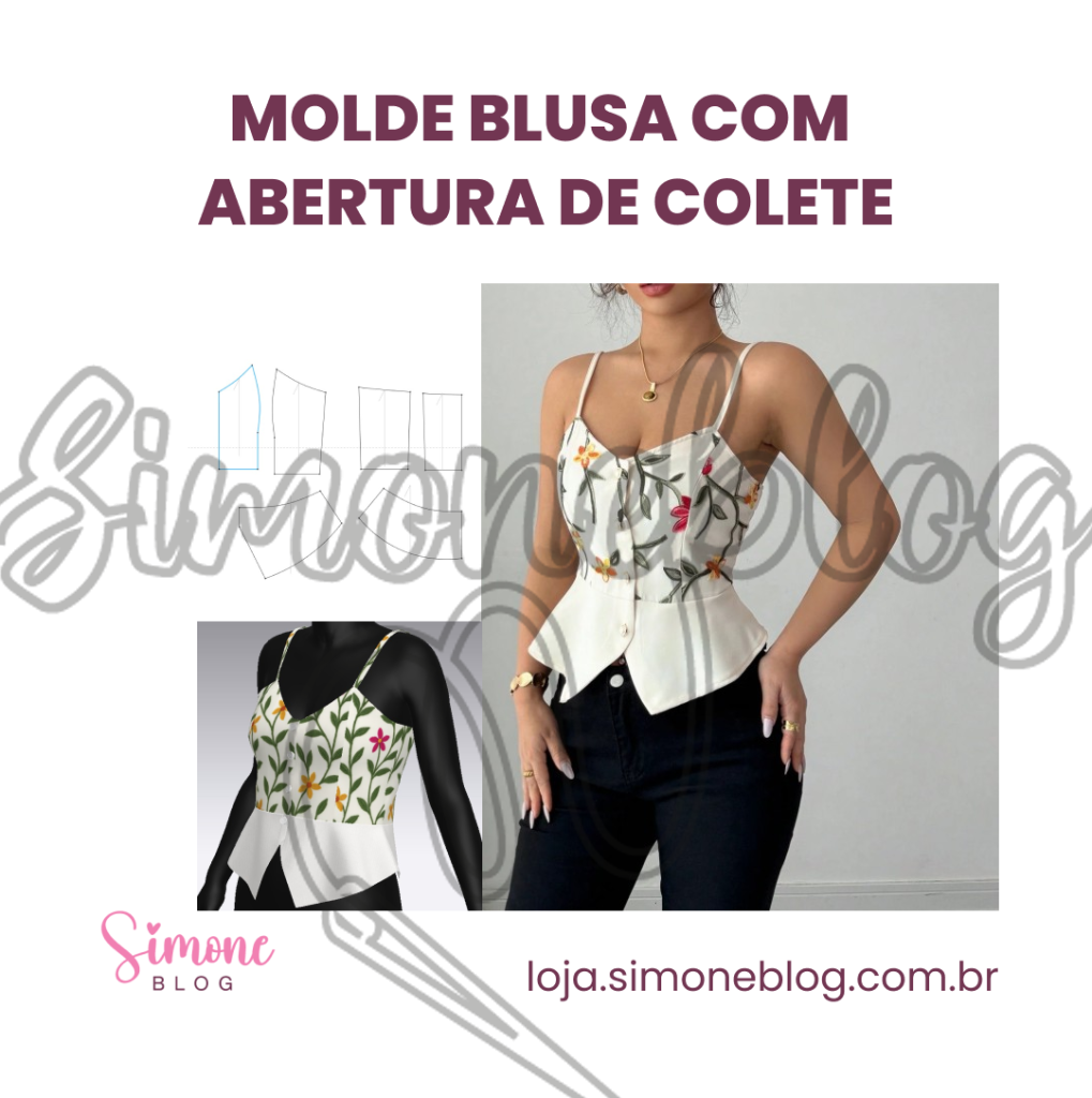 Molde blusa com abertura estilo colete