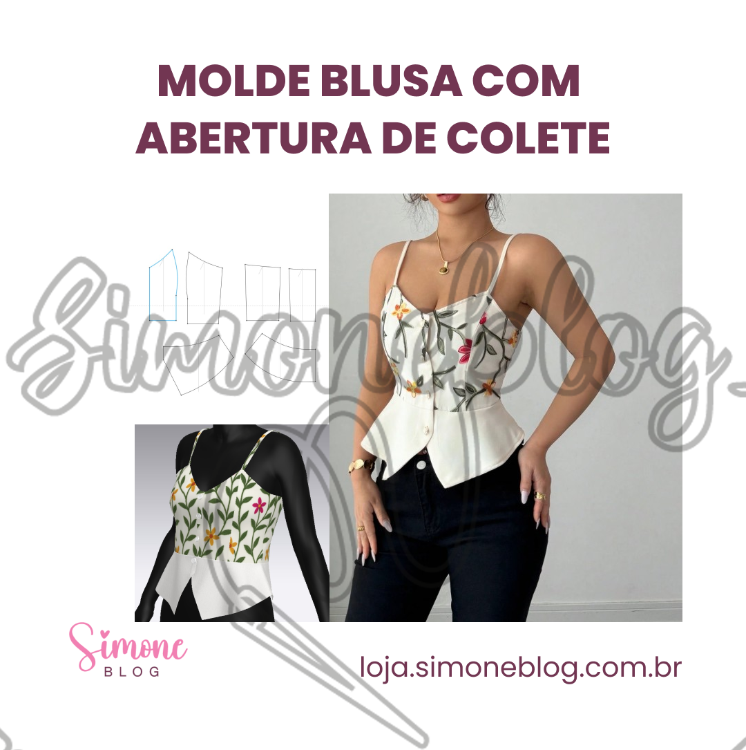 Molde blusa com abertura estilo colete