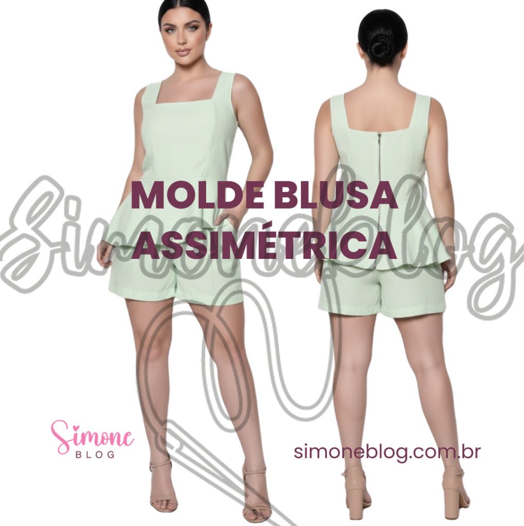 Molde blusa com assimetria e babados