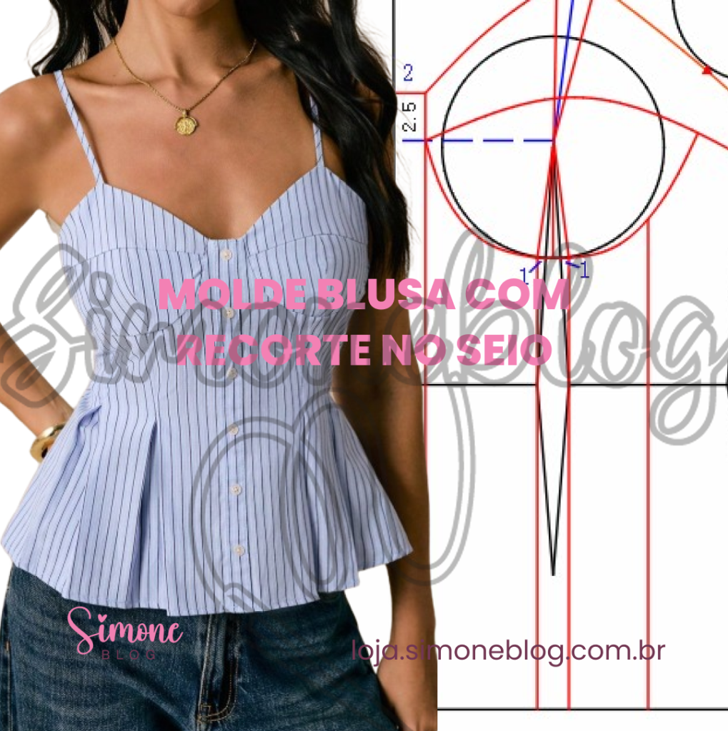 Molde blusa com recorte no seio