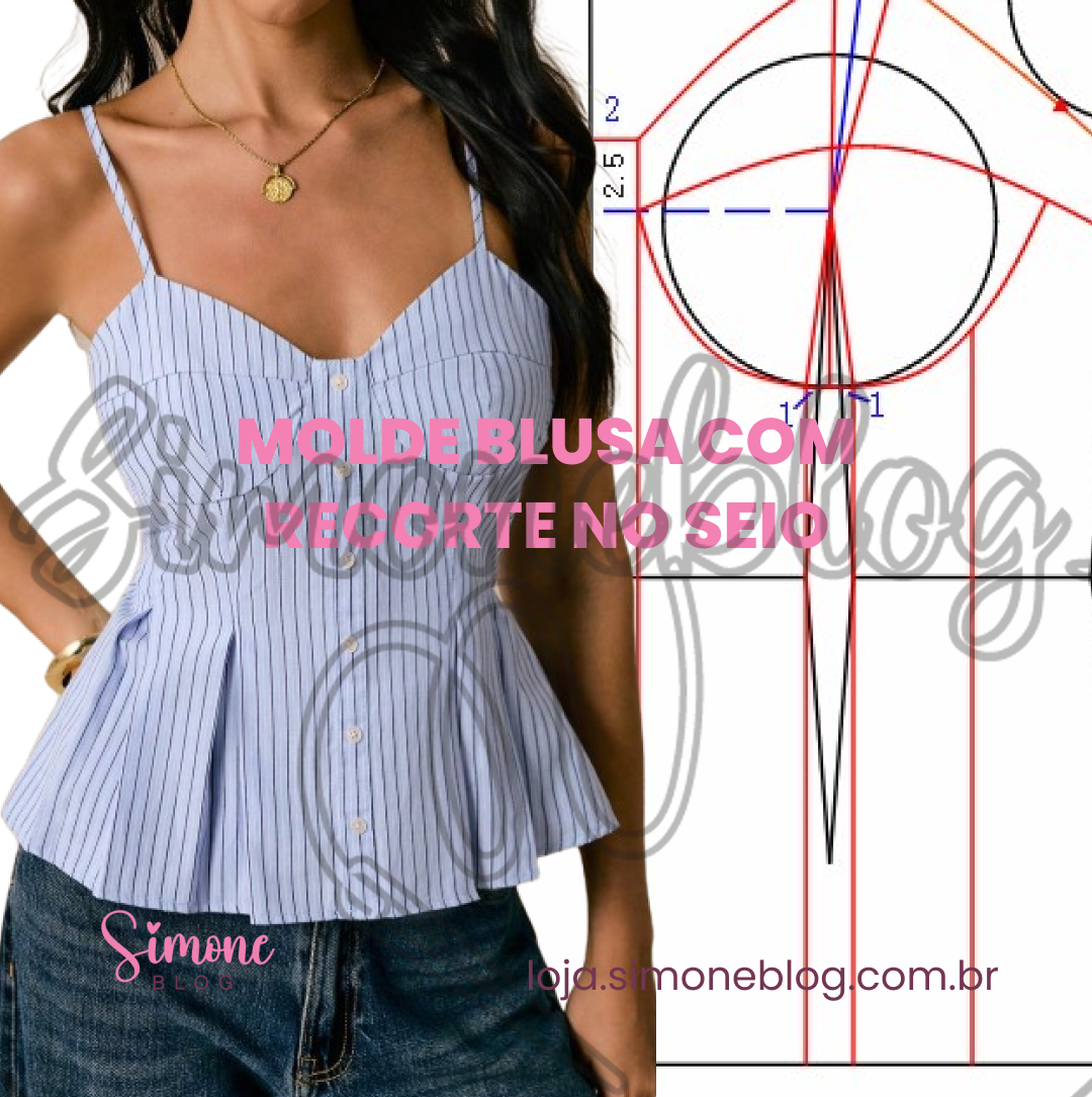 Molde blusa com recorte no seio