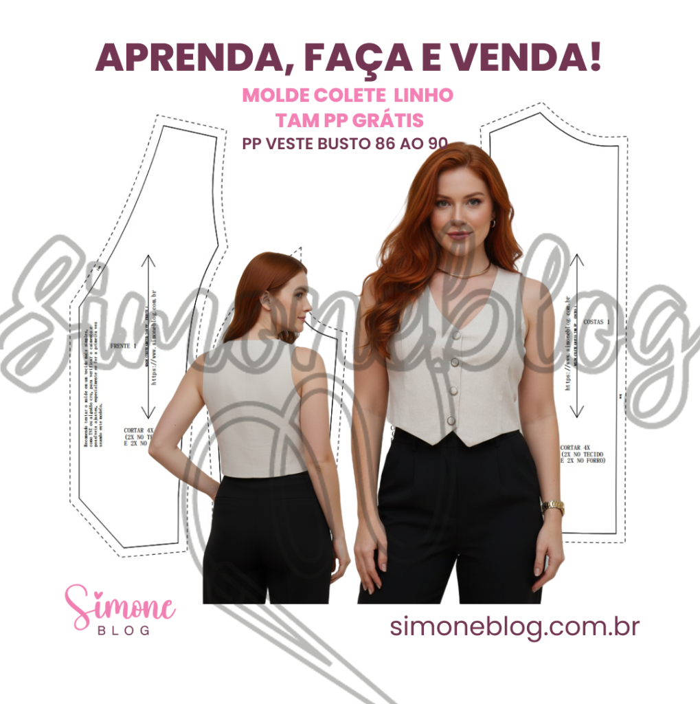 MOLDE COLETE FEMININO PDF GRÁTIS – TAMANHO PP
