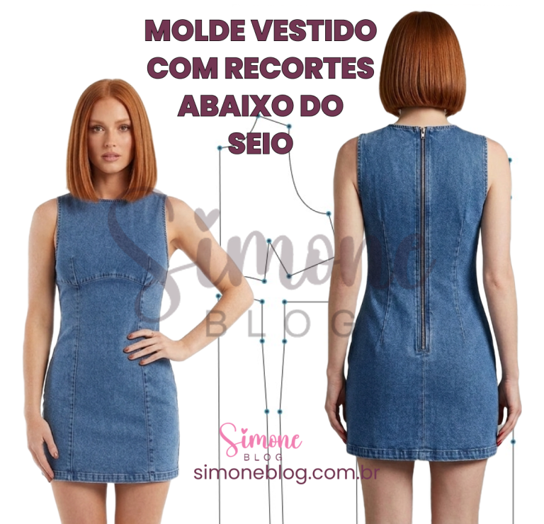 Molde Vestido Jeans: Recorte Abaixo do Busto (Passo a Passo 2026)