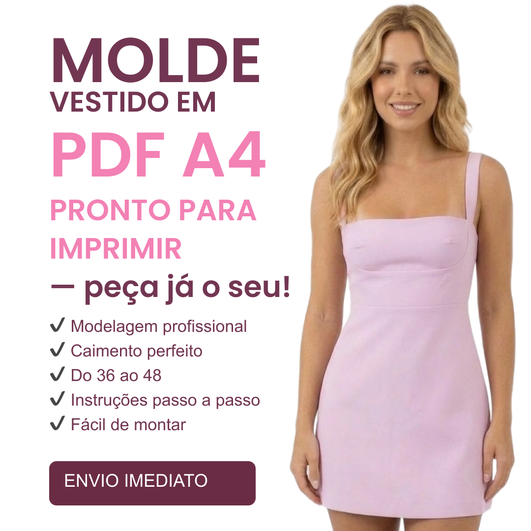 Molde vestido com recorte abaixo do busto