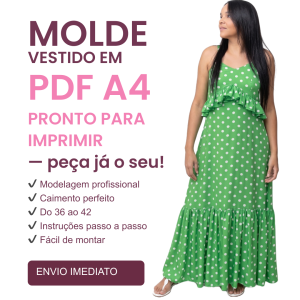 Molde vestido com barra franzido e babado abaixo dos seios