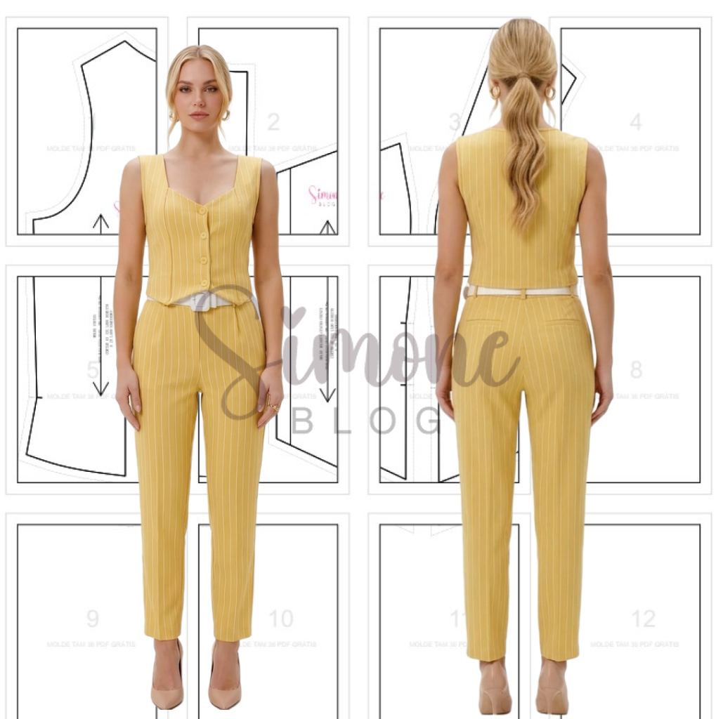 Molde Blusa Estilo Colete (PDF GRÁTIS TAM 36) Passo a Passo 2026