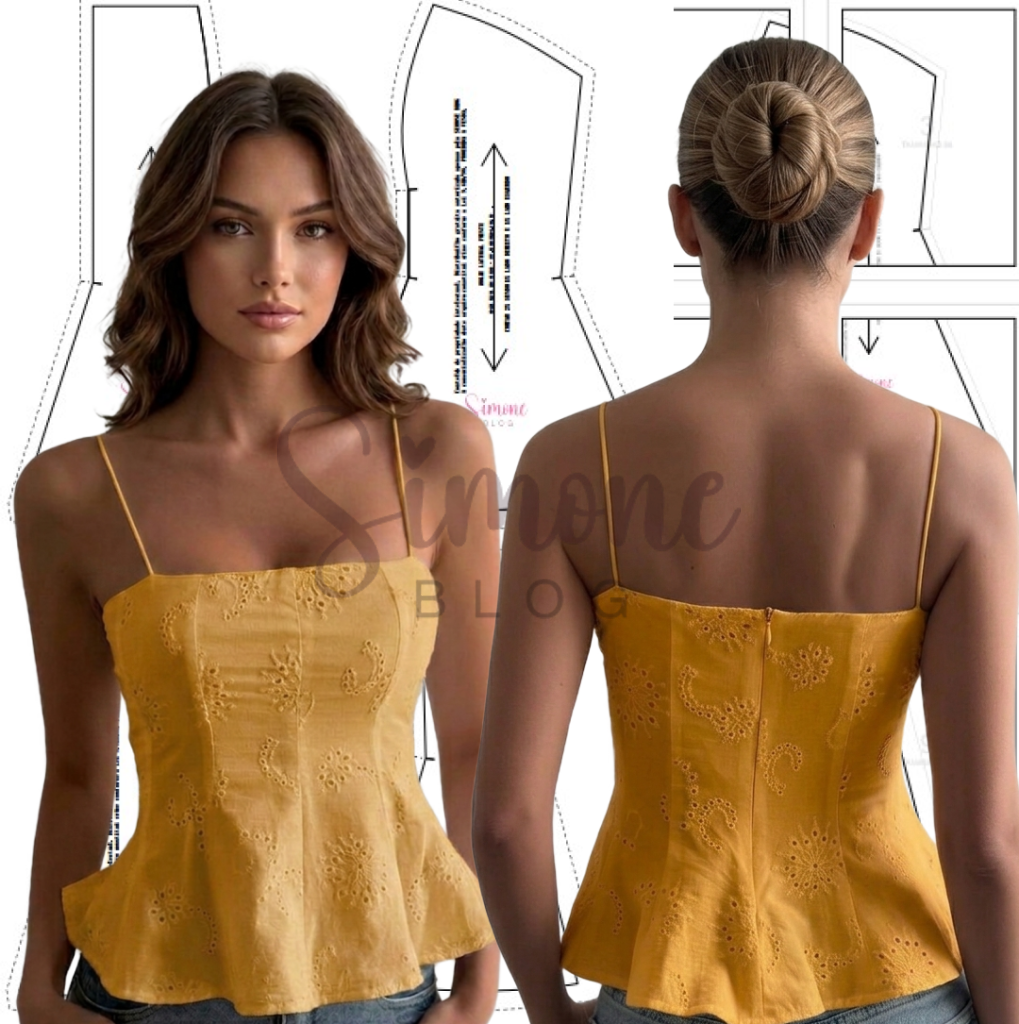 Molde blusa de alça com nesgas passo a passo PDF Grátis