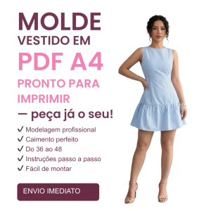 Molde PDF vestido tubinho com franzido