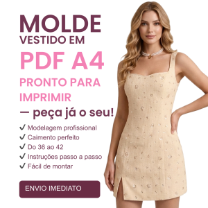 Molde vestido decote coração e fenda
