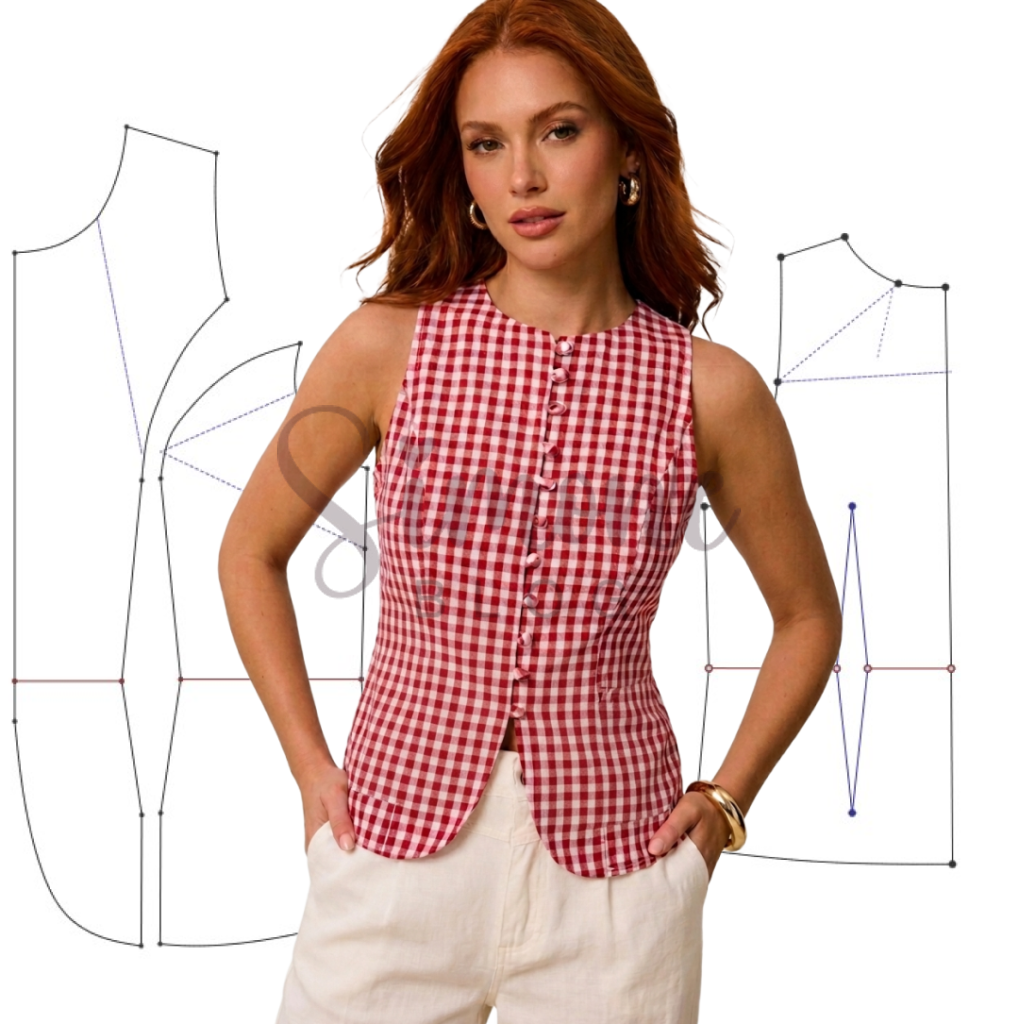 Molde passo a passo blusa quadriculada com PDF GRÁTIS TAM 36