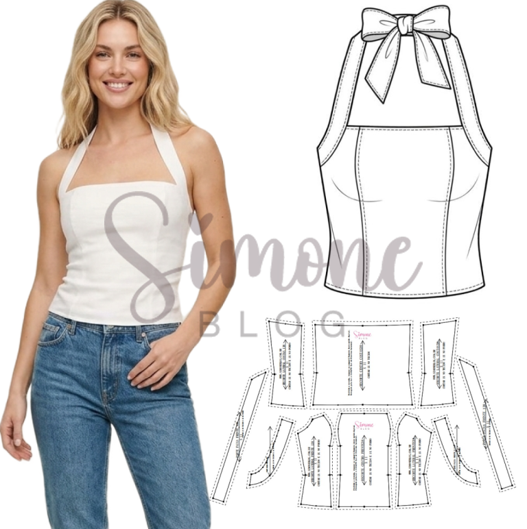 Molde gratis para download blusa frente única de amarrar