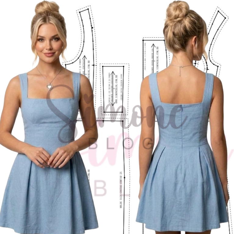 Molde PDF GRÁTIS vestido com recortes